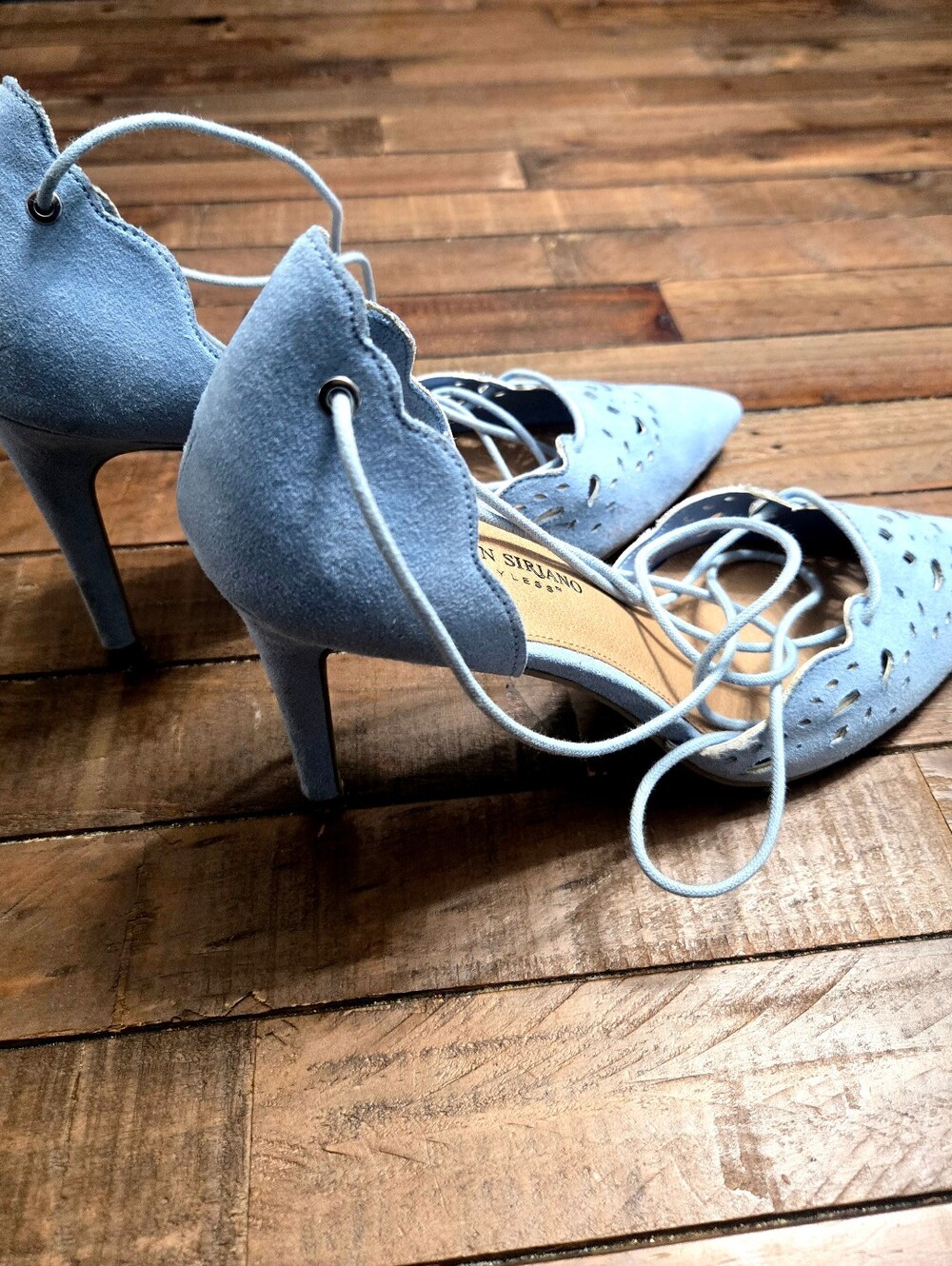 Christian Siriano Pointed Toe Heels Blue Suede Cutout Coquette Soft Girl Y2K 11